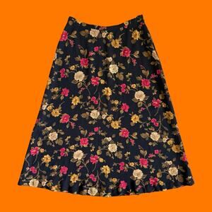 90's vintage moody floral whimsigoth 100% wool maxi skirt Size 12 jones new york